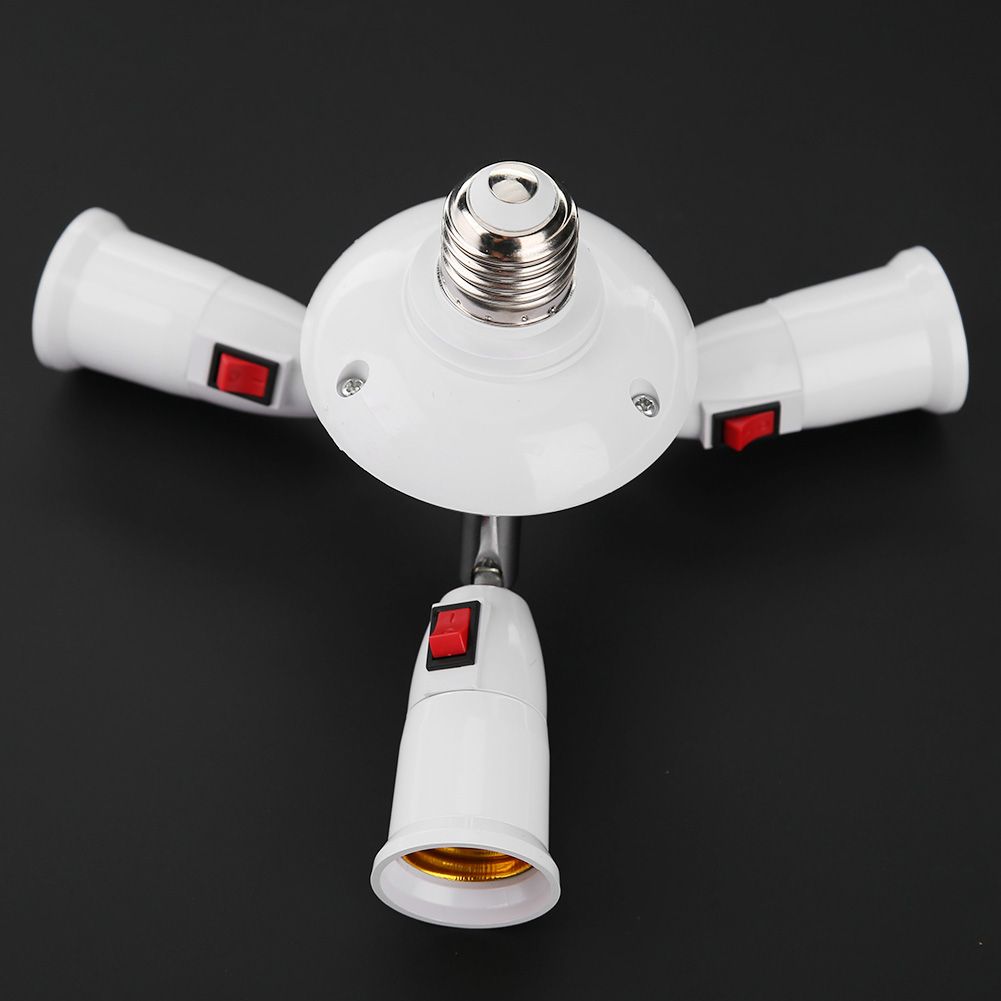 【BestGO】E27 Splitter 2/3/4/5 Heads Lamp Base Adjustable LED Light Holder Adapter Socket