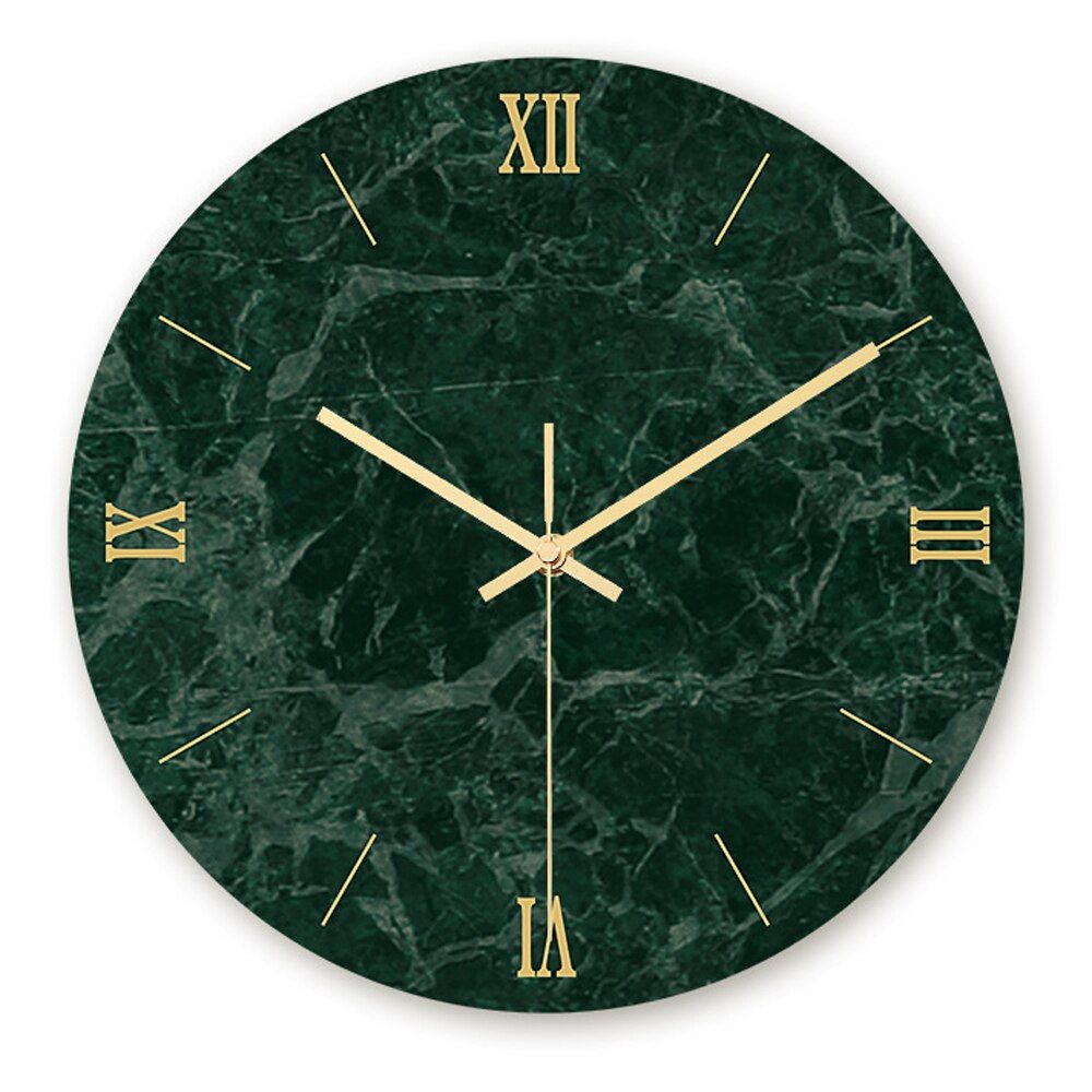 Green Marble Pattern Wall Clock High Gloss Creative Acrylic Clock Home Decor Simple Fasion Wall Clock