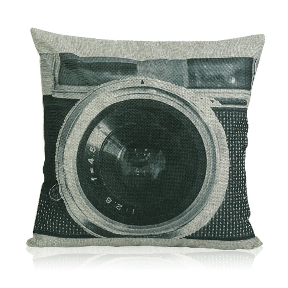 Cartoon Sofa Office Camera Pattern ow Cushion Cotton Flax ow Cover
