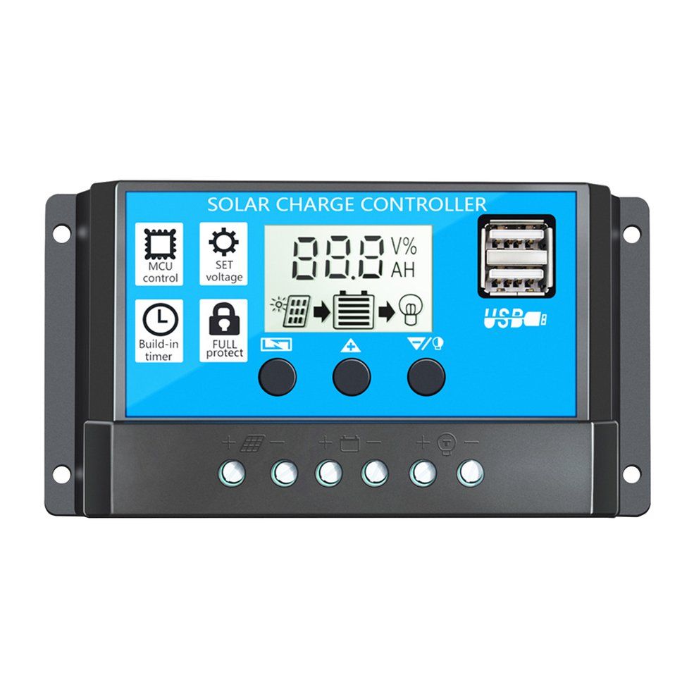 HA Intelligent Solar Charge Controller PWM Controller With Dual USB LCD Display