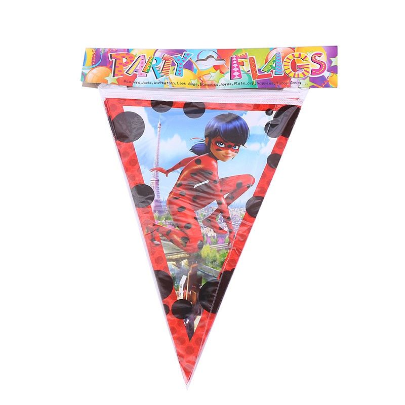 GC Miraculous ladybug theme party need loot bag ladybug balloon set banner table cloth pennant cake topper