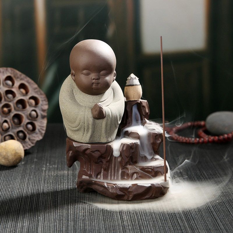 Little Monk Censer Creative Home Decor all Buddha Incense Holder Backflow Incense Burner Use Home Office Incense Cones