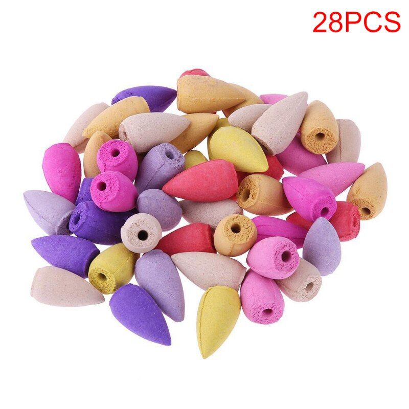 28/60/70pcs oke Incense Backflow Incense Cones Reflux Incense for Tea House Meditation Colored Cones Natural Aroma Sandalwood