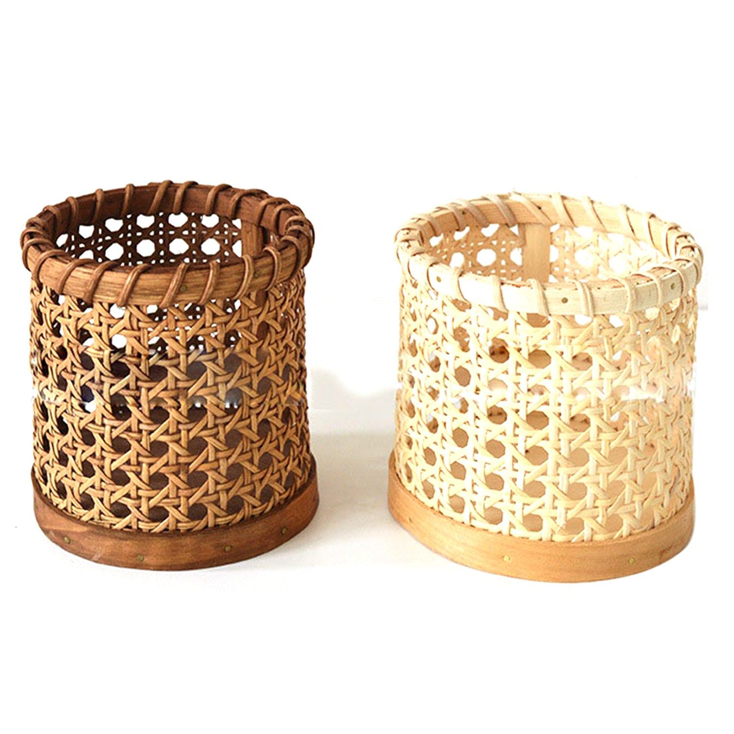 2 Pcs Rattan Chopsticks Storage Handmade Spoon Organizer Holder Pen Pencils Organization Vase Support