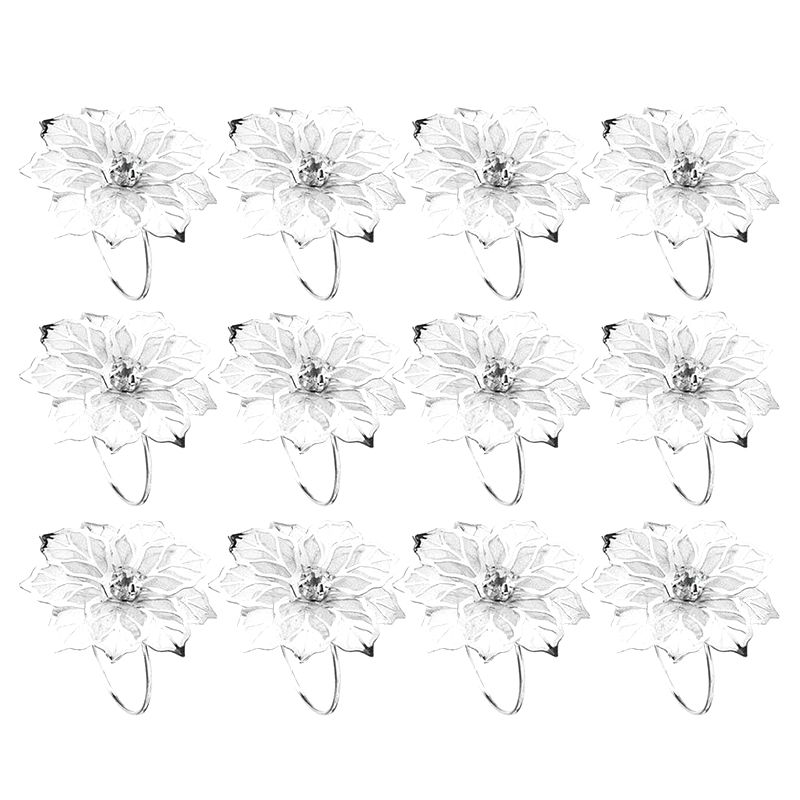 Durable 12 Pcs 3D Floral Metal Napkin Rings Holder Dinner Wedding Towel Ring for Table Decorations, Wedding, Dinner,Party, DIY Decoration