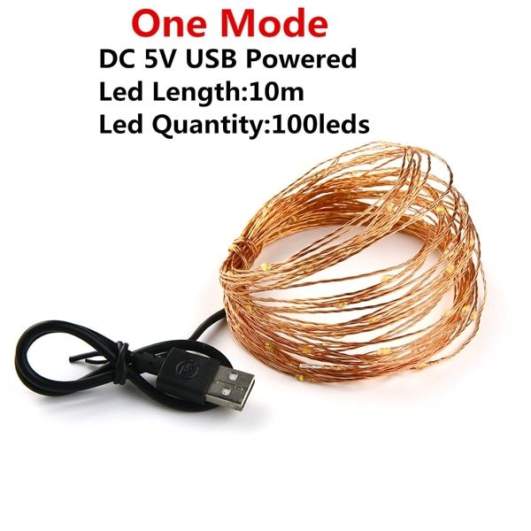 Led String Light 5/10M/20M 50/100/200LED USB 8Mode Remote Control Lights Fairy garlands  Wedding Christmas Holiday Decor lamps--10M 100LED--white
