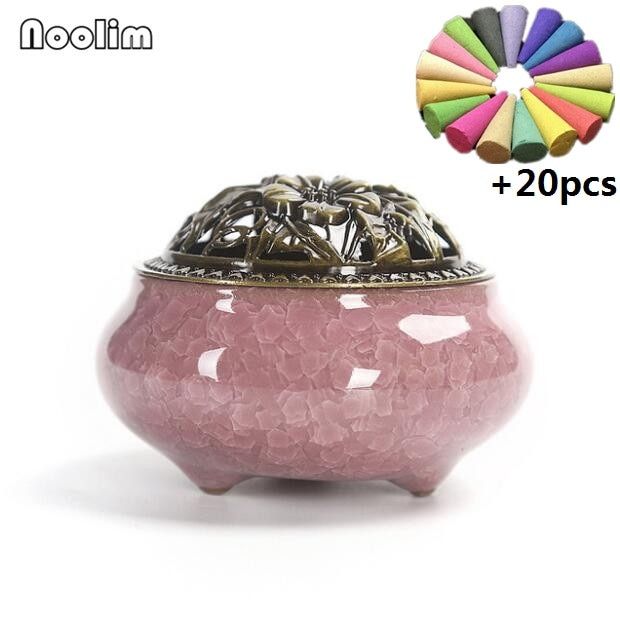 NOOLIM Ceramic Incense Burners Portable Porcelain Censer Buddhi Incense Holder Home Tea house Yoga Studio 20pcs Incense Gift