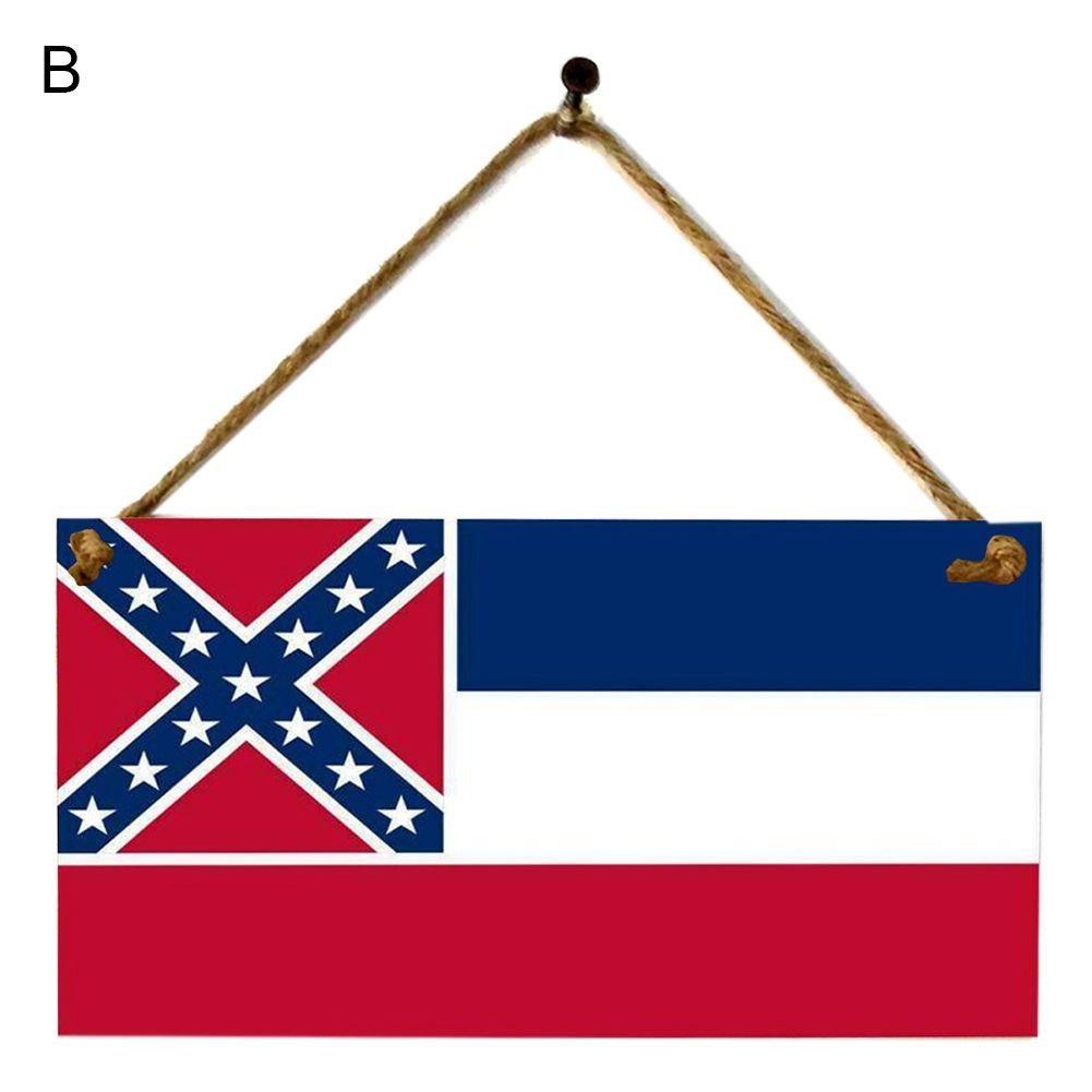 Wooden Mississippi State Flag Pattern Wall Hanging Board Craft House Room Decor
