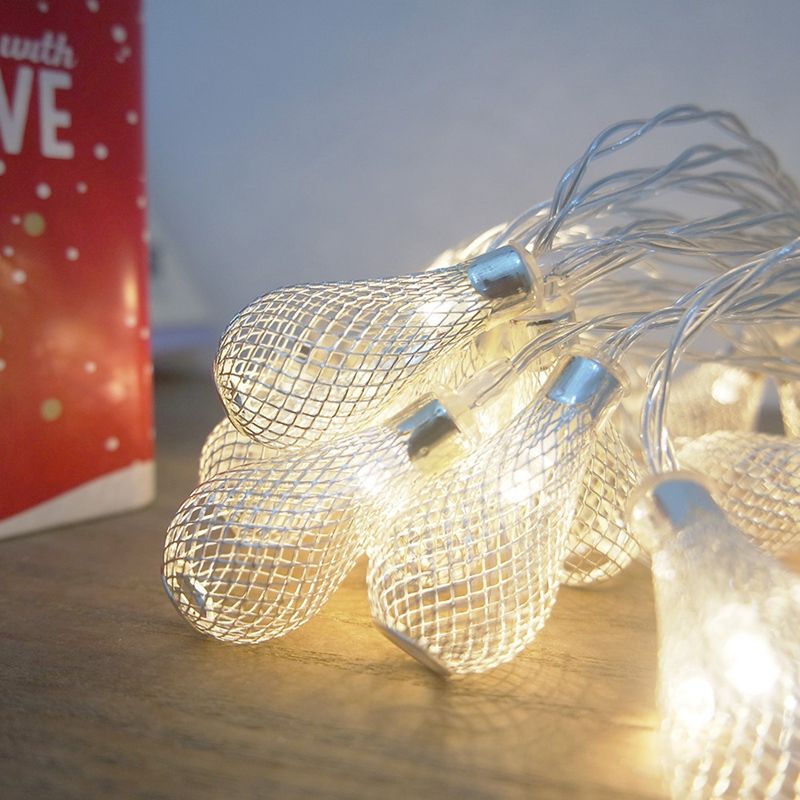Portable Flameless Led String Light with Metal Mesh Bulb Hanging for Home Room Decoration/Party Light/Fairy Led Light String