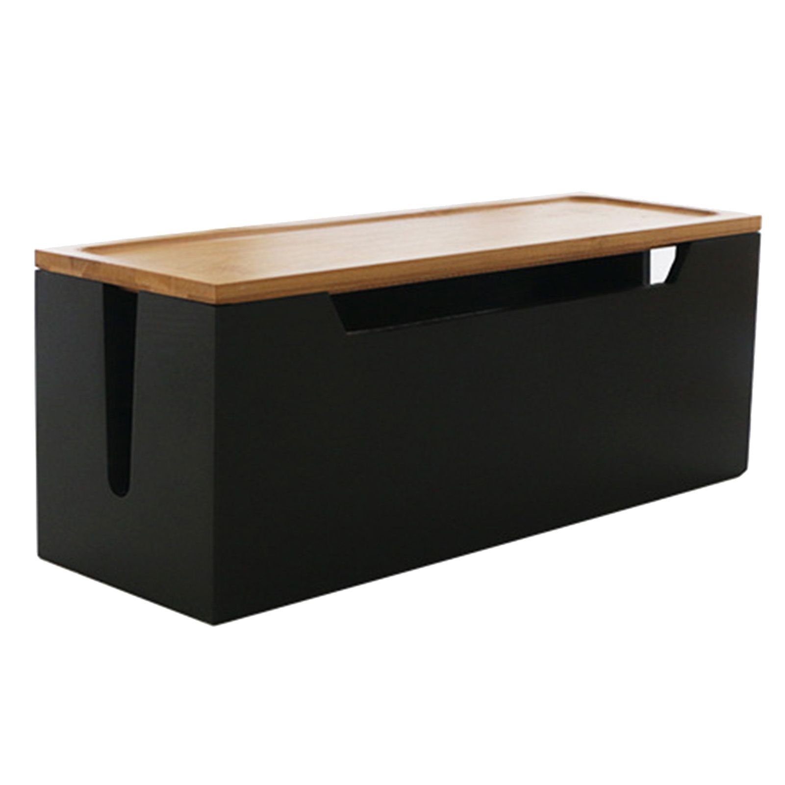 Table Storage Box Sturdy Wooden Style Cord Organizer Case with Cover