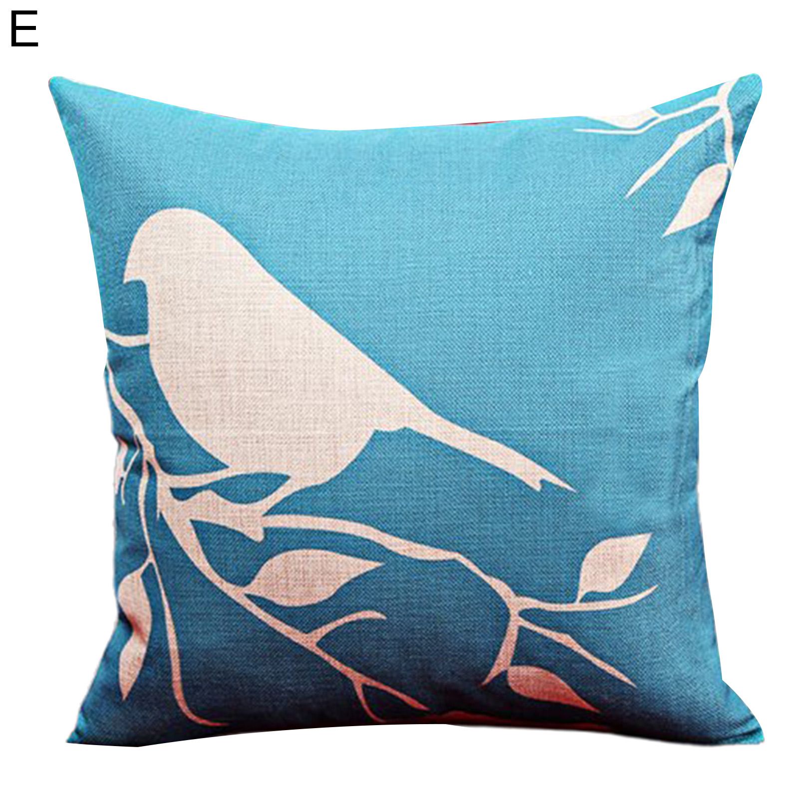 Bird Pattern Throw Pillow Case Breathable Flax European Style Cushion Case Home Decor