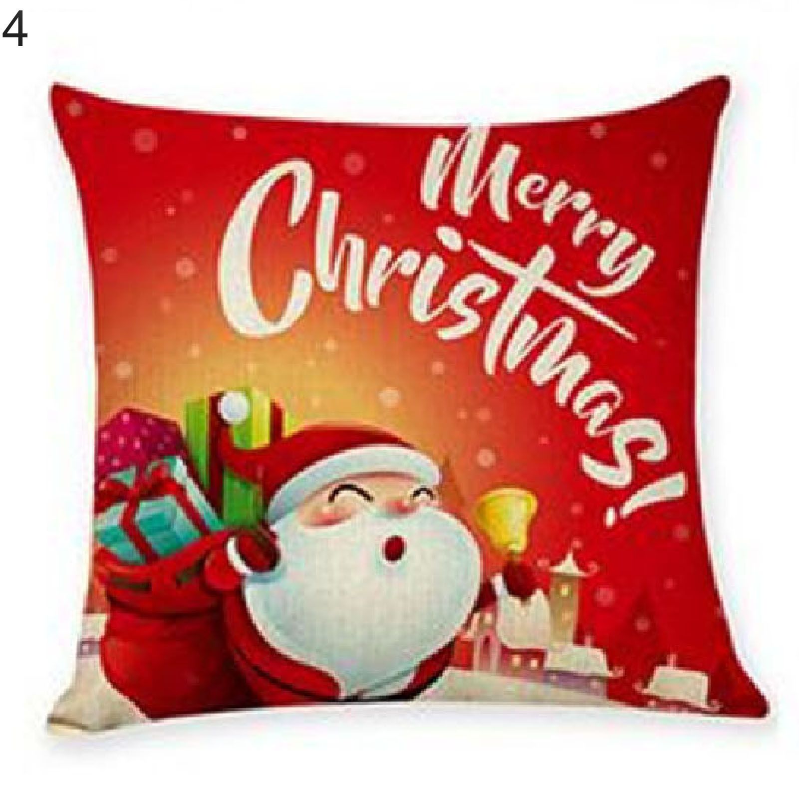 Pillow Cover Breathable Square Santa Decorative Throw Pillow Cover