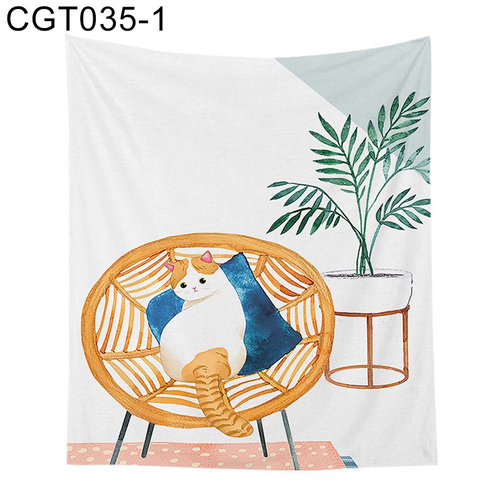 95x73/130x150cm Cute Cartoon Kitten Blanket Wall Hanging Tapestry Backdrop Decor