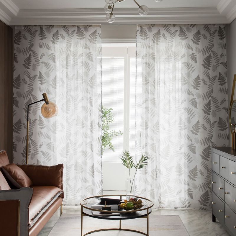 Yfashion mosa Pudica Printing Window Curtain for Bedroom Living Room Decorative Drapes