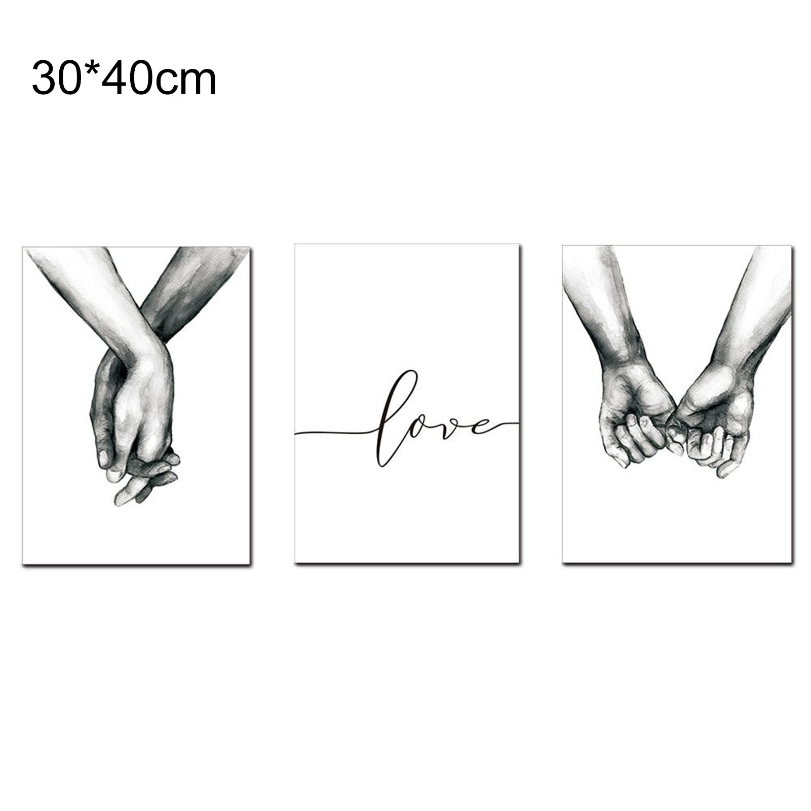 1 Set Hand in Hand Painting Decorative Canvas Valentine's Day Wall Art Posters for Hotel