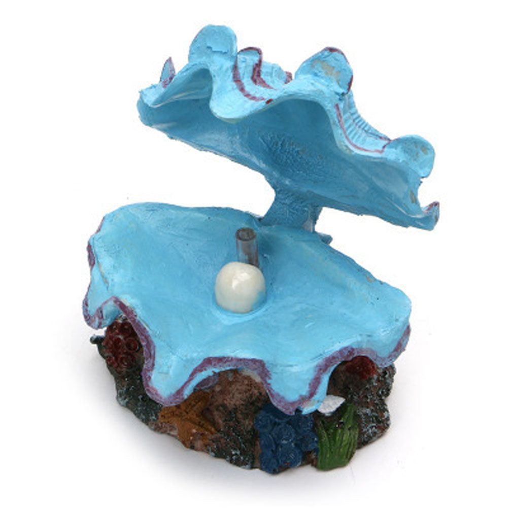 Yfashion Pearl Scallop Shape Decoration Bubble Stone Connection Aerator Pneumatic Parts for Fish Bowl Aquarium