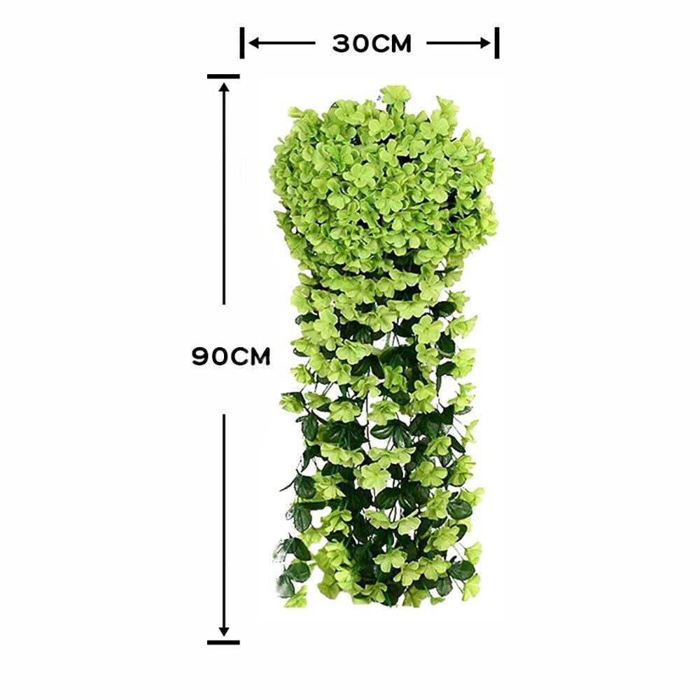 Artifical Hydrangea Flower Violet Hanging Garland Vine Indoor Outdoor Home Decor Flower Wedding Home Balcony Decoration