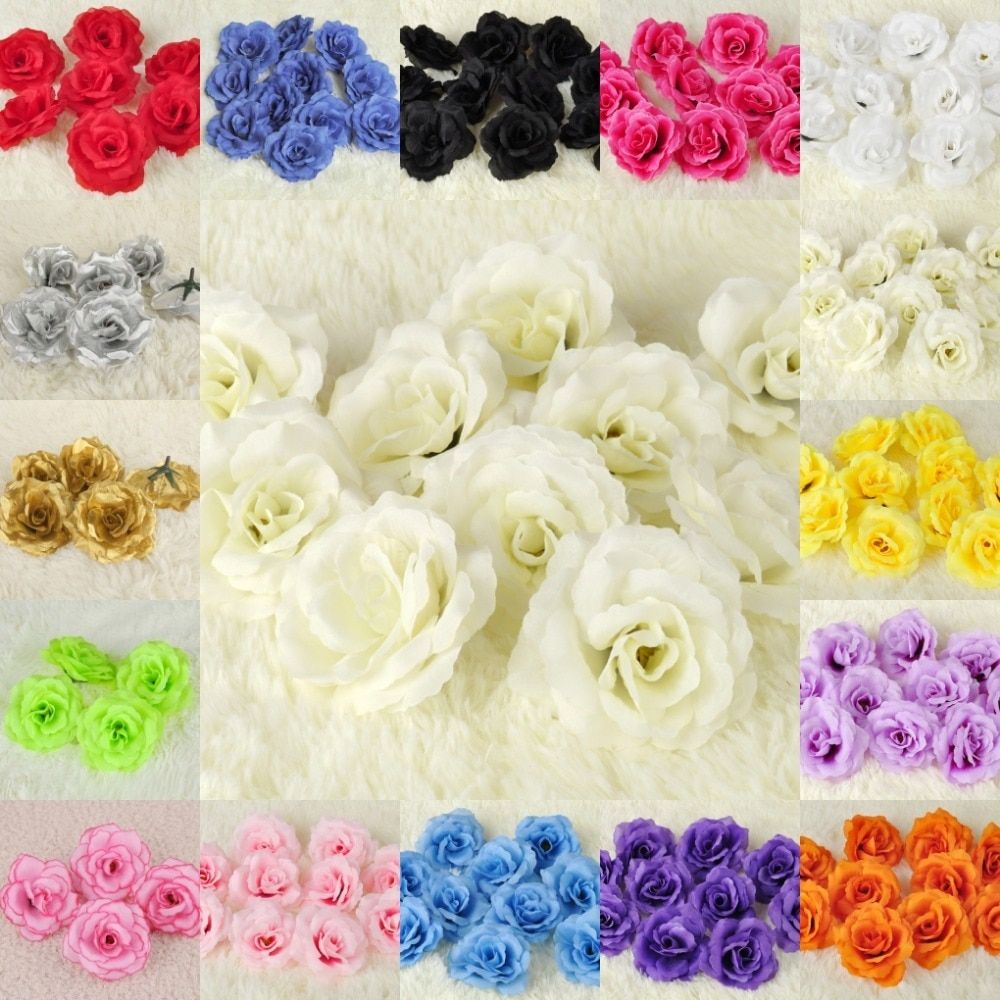 100PCS 7cm Chinese Rose Head Artificial Silk Flower For Party Wedding Flower Wall Kissing Ball Home Design Decor
