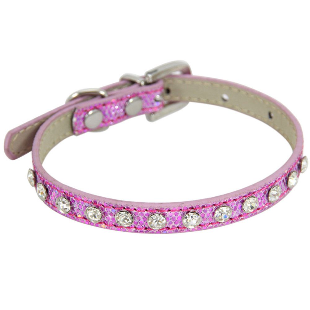 GC Pu Creative Pet  Collar Super Shining Diamond Rhinestone Kitten Accessories Puppy Collar For Pet Training Walking Traveling color
