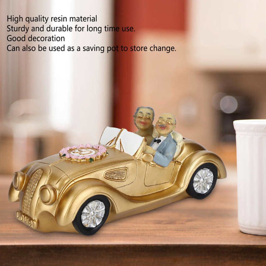 Home Decoration Old Couple Resin Grandma and Grandpa Car Model Saving Pot Gifts Birthday Present