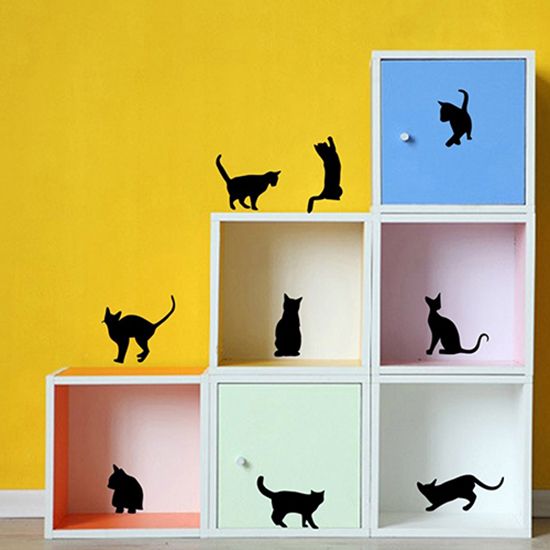 Home Cartoon Mural Decals Kids Room DIY Art Removable 9 Cats Wall Sticker