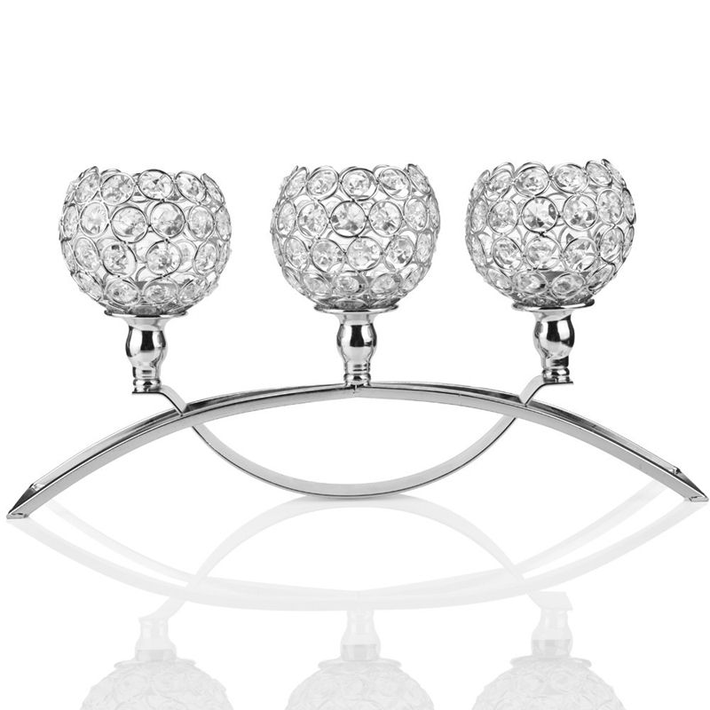 Decorative Pillar Crystal Candle Holder,Workbench Decoration Centerpieces for Dining Room/Living Room Room-Best Wedding/Birthday/Anniversary Gift
