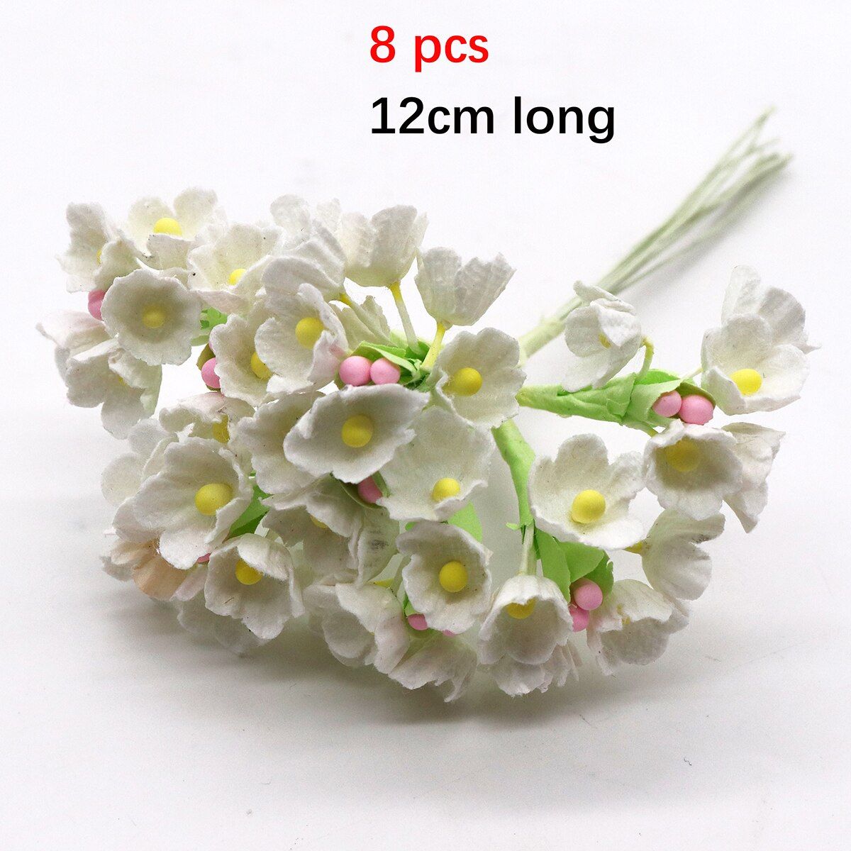 6/10/12/20/24/200pcs White Hybrid Flower Cherry Stamen Berries Bundle DIY Cake Christmas Wedding Gifts Box Wreaths Decor