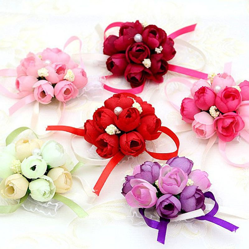 1Pcs/Package Wedding Supplies Bride Wrist Flower Korean Wedding Simulation Corsage Fabric Bridesmaid Hand Flower