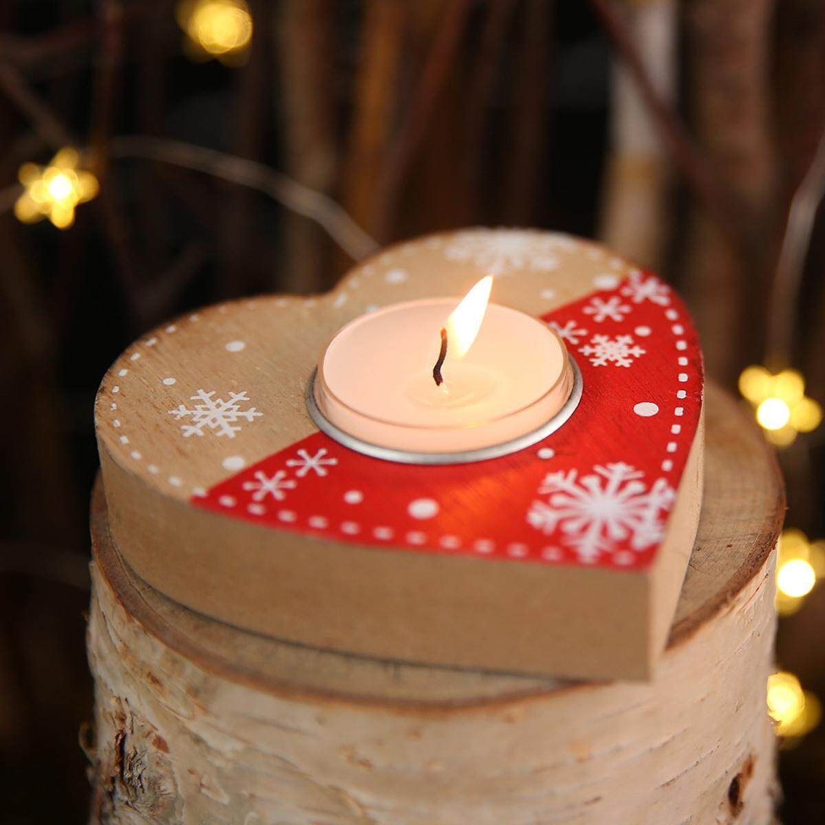 New Wooden Christmas Candlestick Candle Holder Ornament Home Christmas Decoration