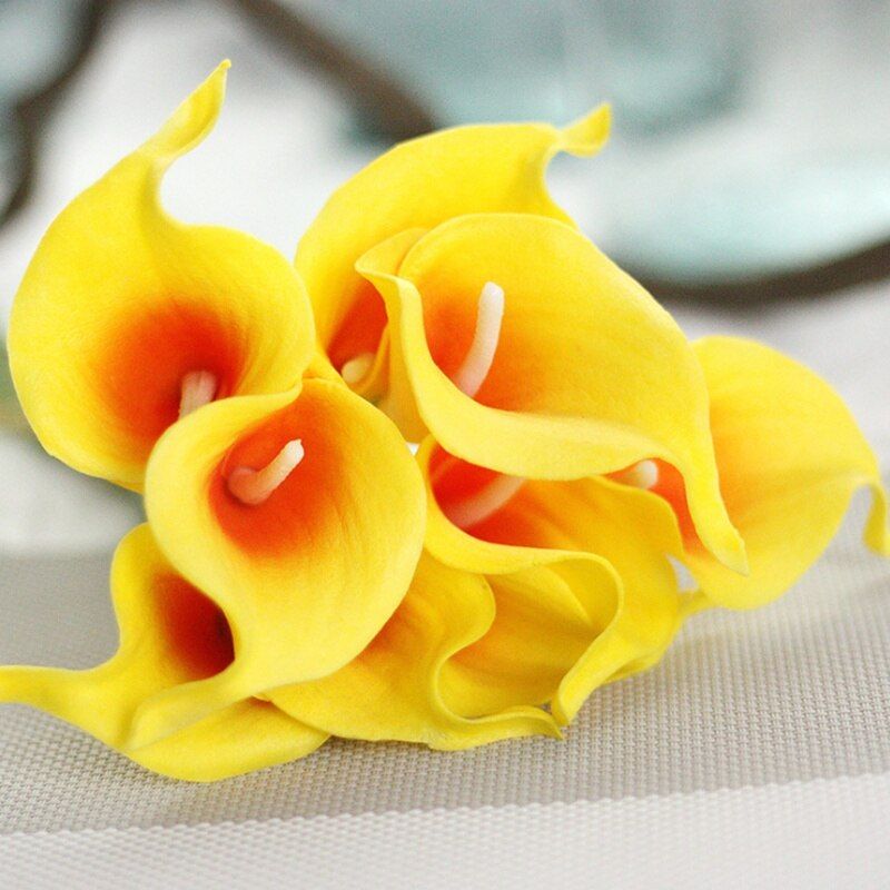10pcs Artificial flowers PU Calla Lily Bunch wedding decorative flowers vases for home decoration accessories household products