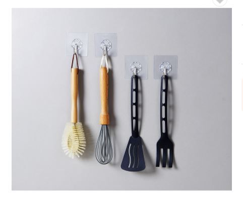Adhesive Wall hooks, Without Nails, Damage Free,Easy Install, Heat Resistant, Waterproof and Oilproof, Transparent Bathroom Kitchen Key Wall hook, Ceiling Hanger. 8Kg