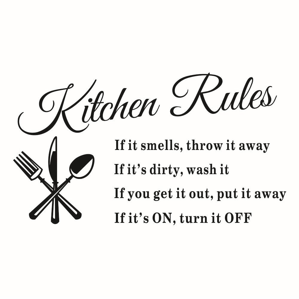 Waterproof Kitchen Rules Wall Sticker Wallpaper Mural Decals Home Art Decor