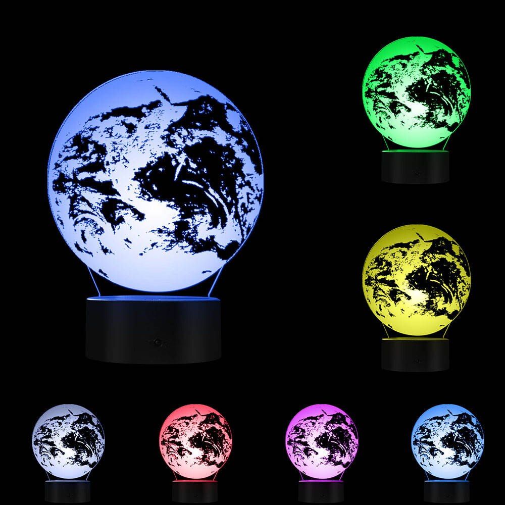 3D Effect Earth 3D Optical illusion Night Light Table Lamp Globe World Map Mood Light Bedside Desk Lamp Decorative Lighting