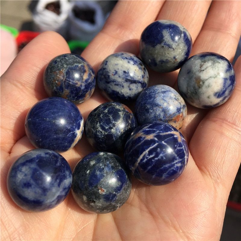 10pcs Small Natural Blue Sodalite Crystal Stone Sphere Ball Polished Blue-vein Stone Gemstone Home Decoration Gift