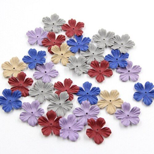 30PCS DIY Small Exquisite Leather Flowers Handmade Artificial Flower Head Wedding Decor Scrapbooking Craft Fake Flower Supplies