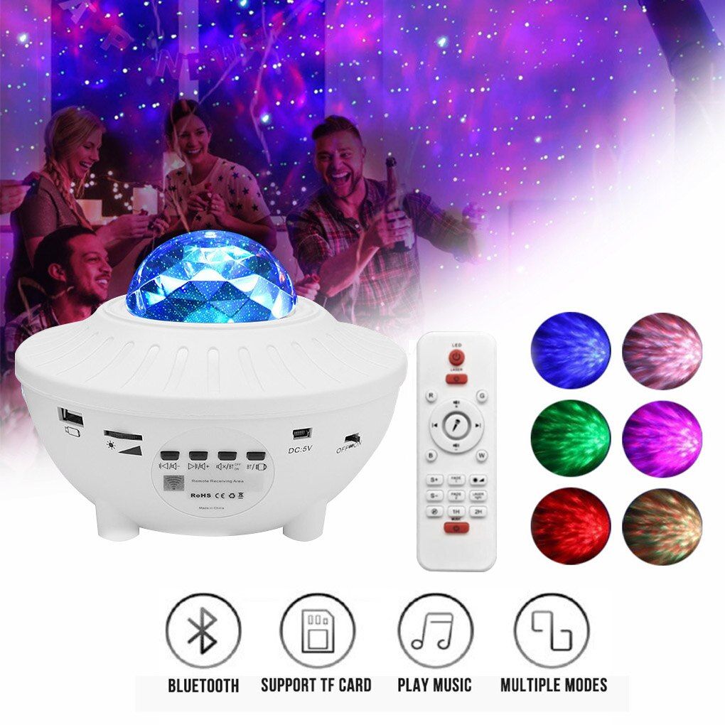 USB LED Star Night Light Projector Bluetooth Music Starry Rotating Ocean Wave Home Decor Nebula Lamp Colorful