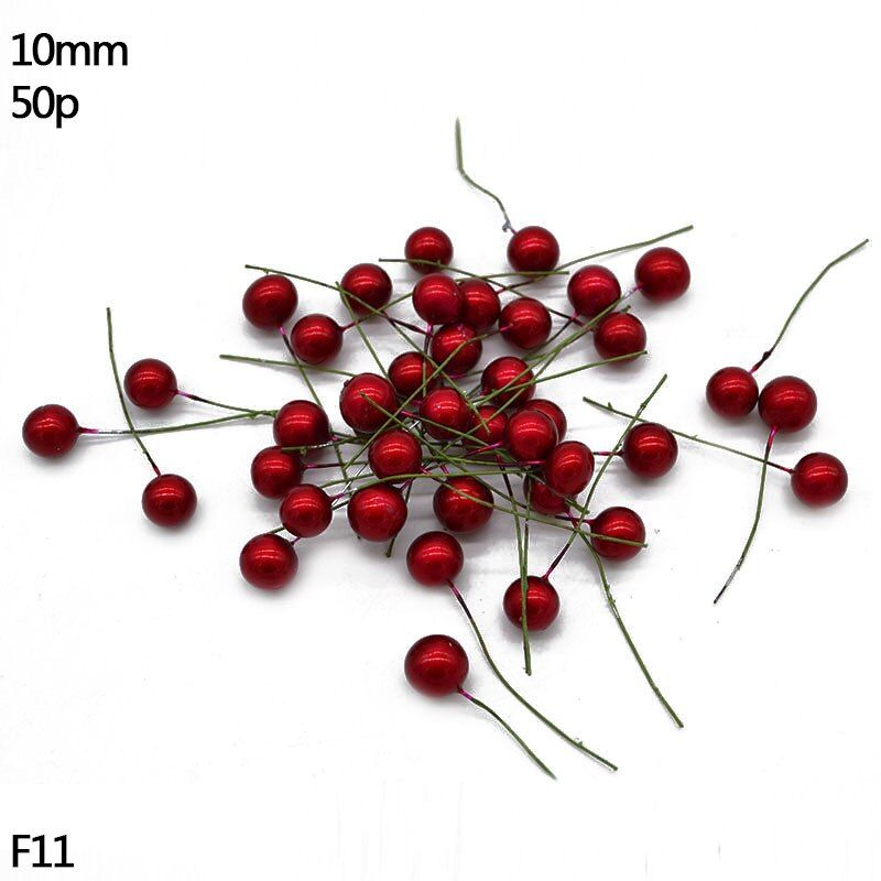 Red Series Christmas Decoration Cherry Stamen Berries Bundle Artificial Flower for DIY Wedding Xmas Wreath Cake Gift Box Decor