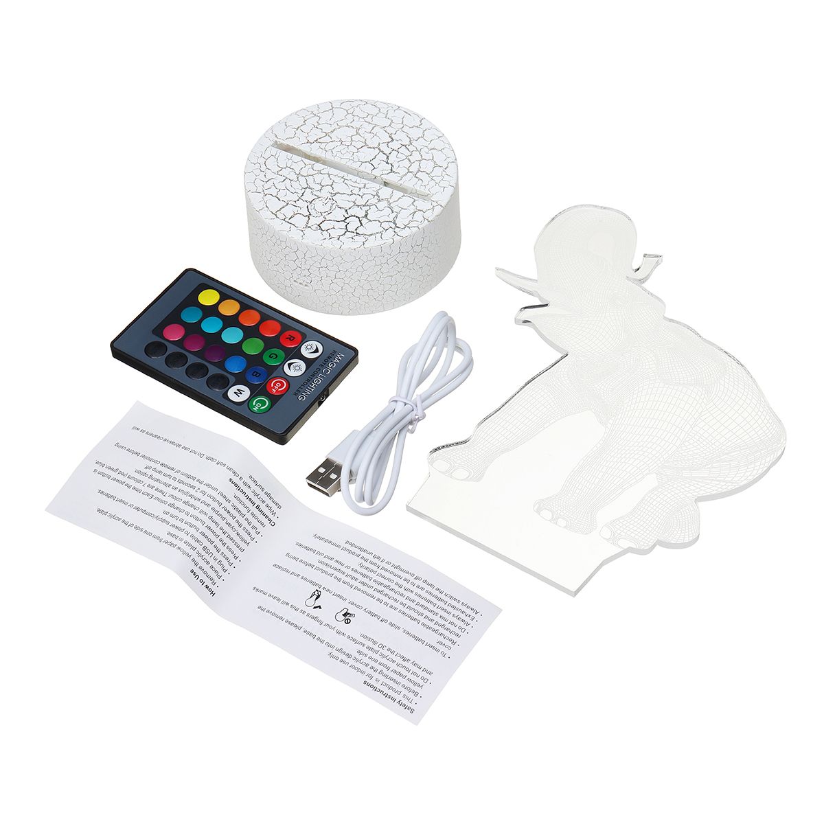 Decorate Your Life 16 Colors Change 3D LED Night Light Touch Switch Elephant Table Bedroom Lamp