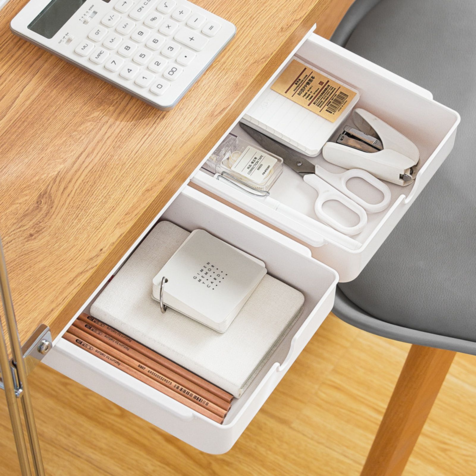 Under Desk Organizer Dirt-proof Smooth Sliding Track Under Desk Storage Box