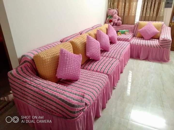 Elastic Sofa Cover Pink Stripe Colour Tarin's Collection
