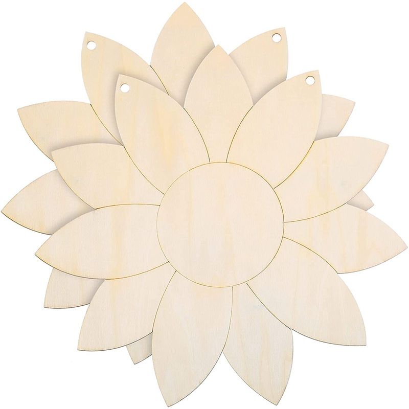 2 Pieces Unfinished Sunflower Wood Cutout Hanging Welcome Sign DIY Craft Supplies for Door Hanging Home Decor (12 Inch)