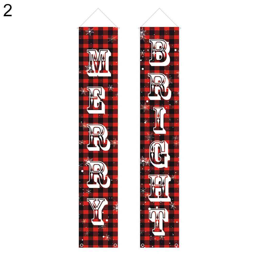 1 Pair Merry Christmas New Year Door Hanging Signs Couplet Banner Party Decor