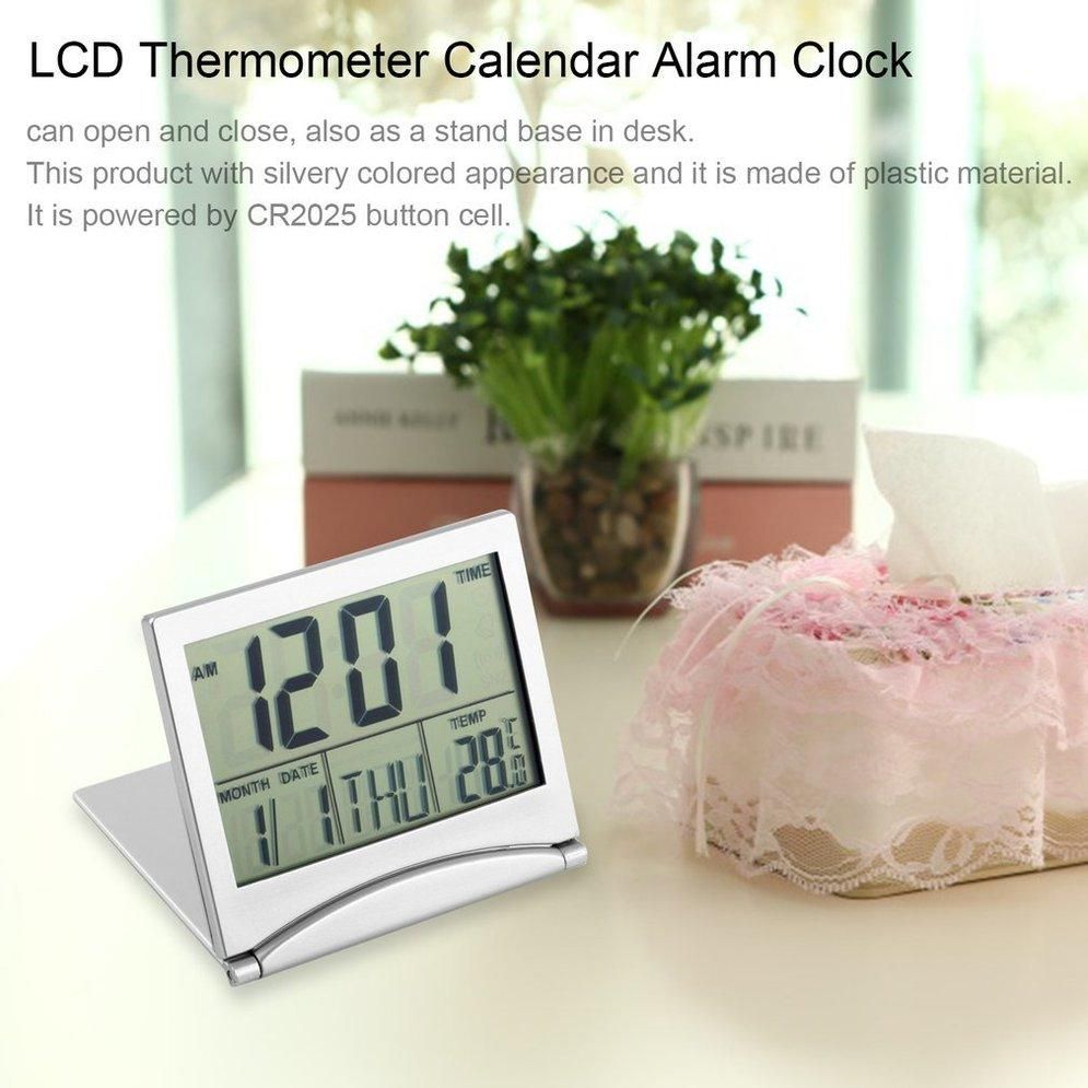 LALA Digital LCD Display Thermometer Calendar Alarm Clock Flexible Cover Desk Clock