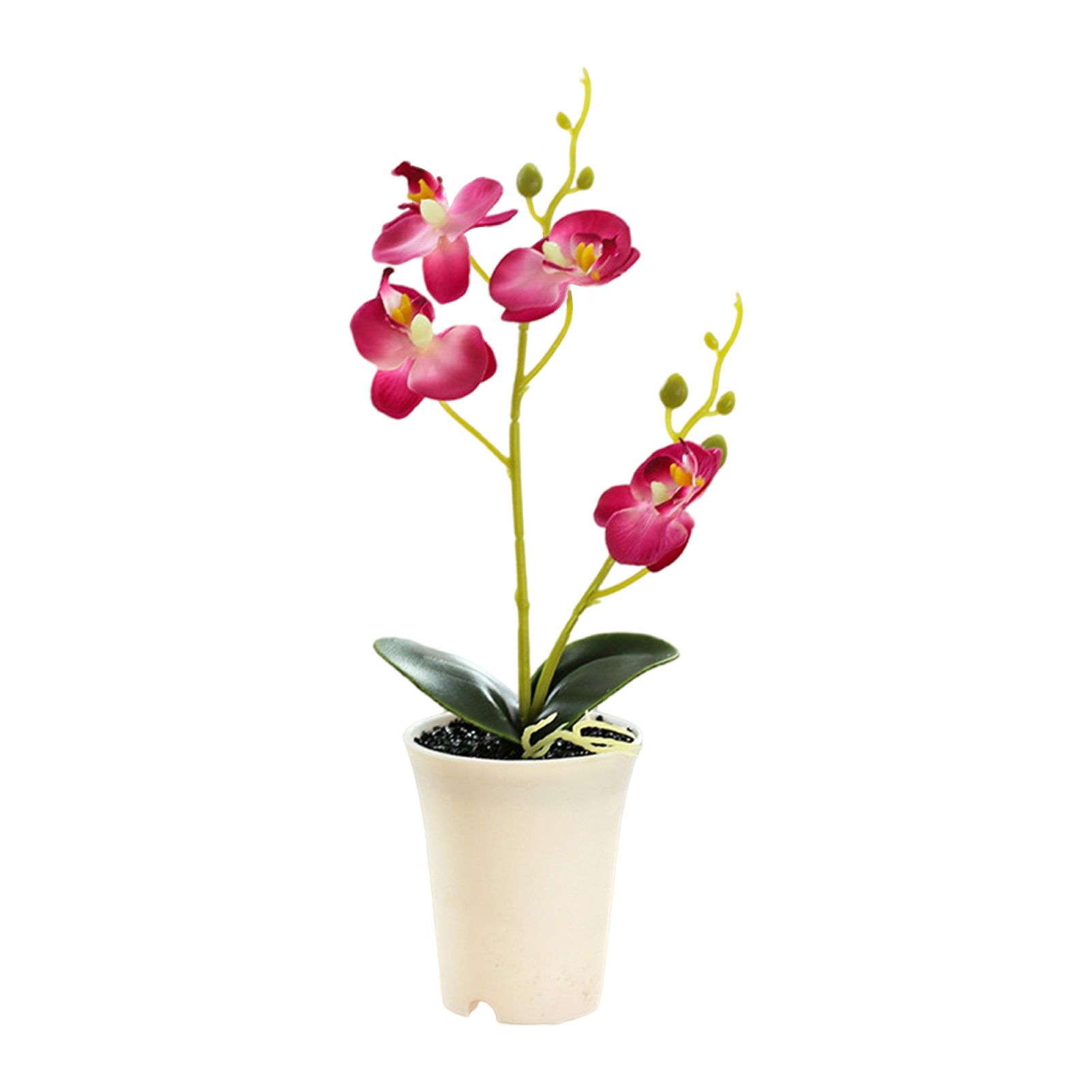 Simulation Bonsai Weatr-resistant Potted Faux Silk Orchid Flower