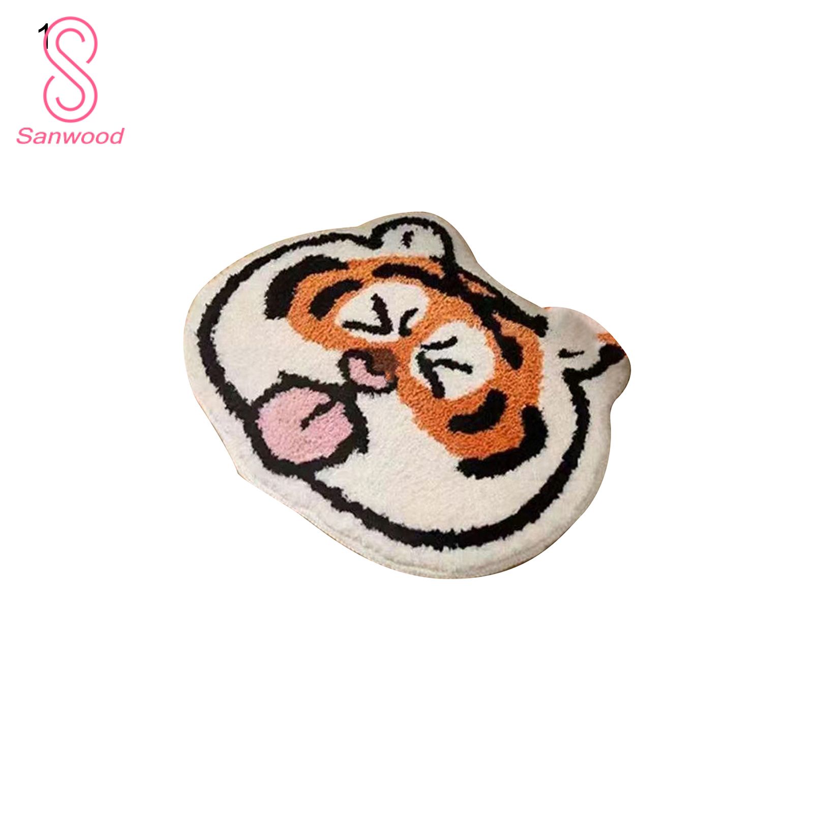 Creative Tiger Pattern Carpet Good Absorption Cute Imitated Cashmere Door Mat for Daily Use