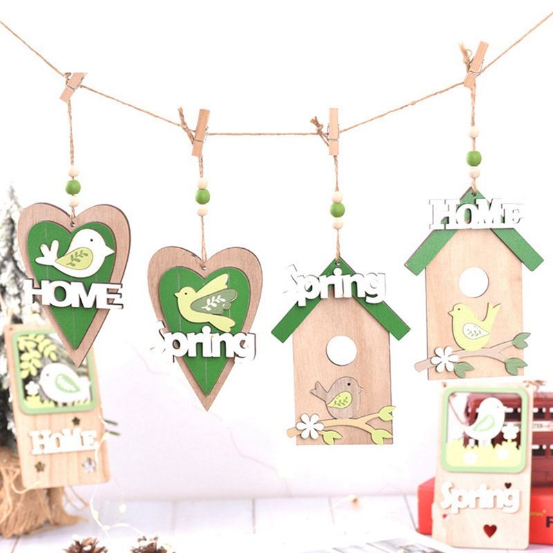 Easter Pendant Smooth Lines Letter Design Wood Adorable Bunny Spring Decoration Plaque for Easter Plaque