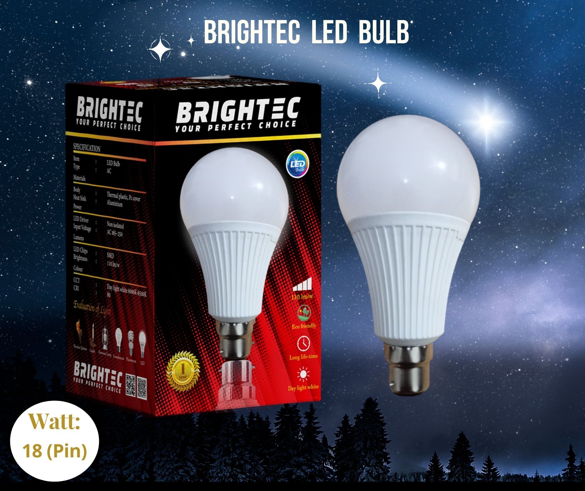 Brighttec- LED Bulb /LED Light-18w (pin)