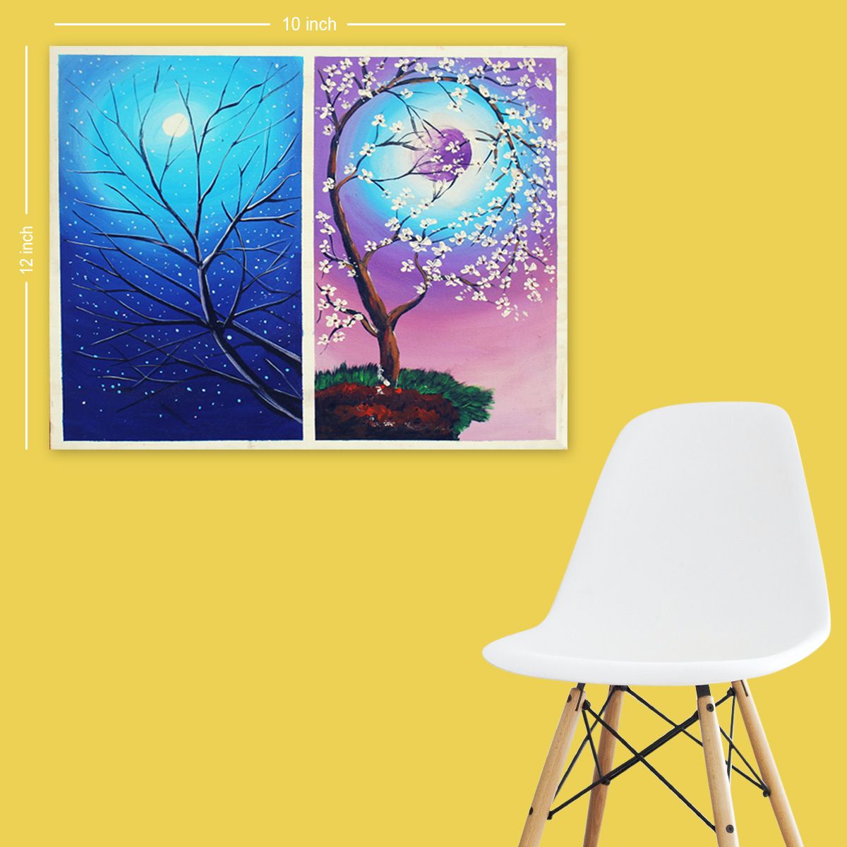 Hand painted Acrylic Painting For Wall Decor.cherry flower painting/size:12/10 inch./cherry blossom painting/night painting/art painting