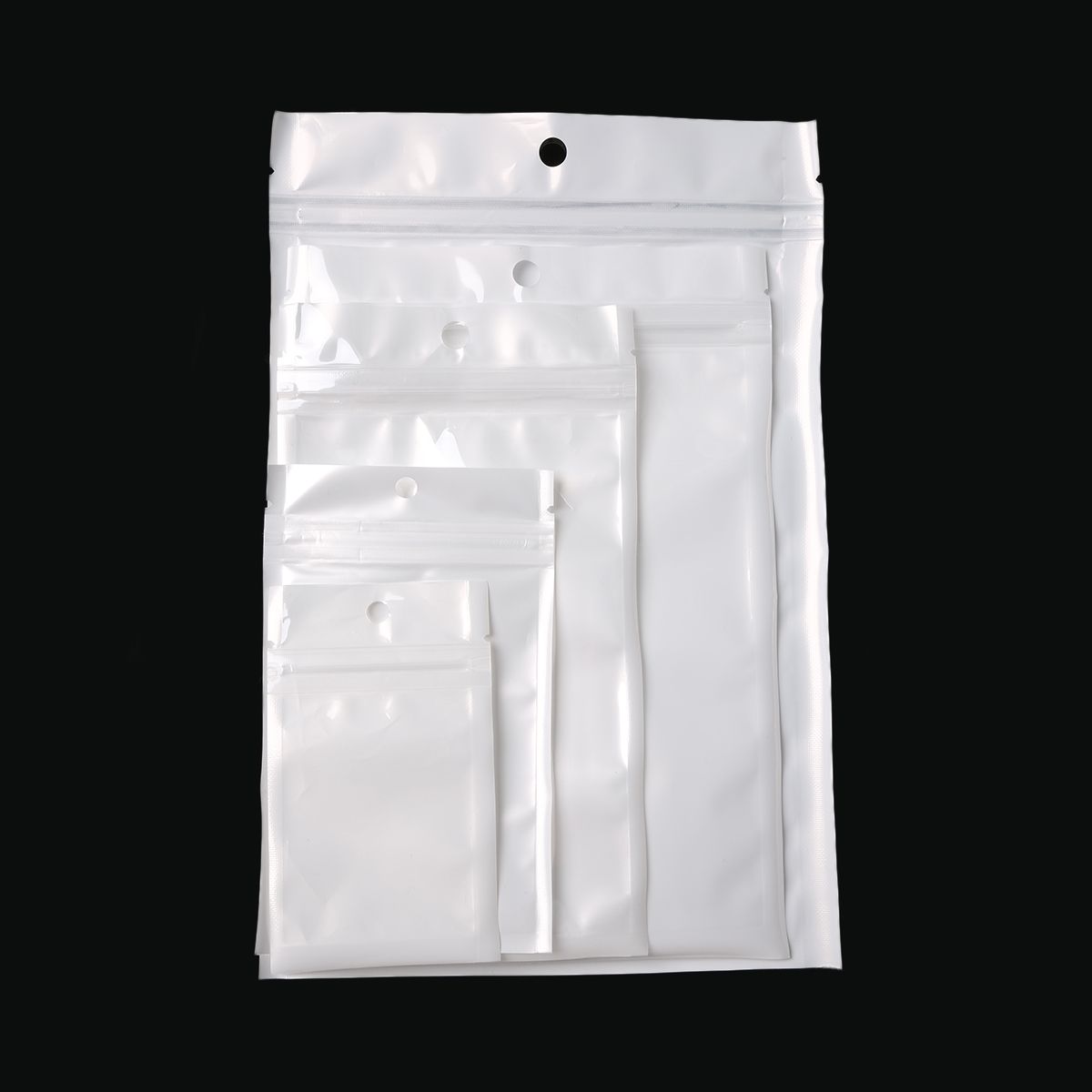 50/100pcs White Transparent Self Sealing Bag Resealable Hanging Hole Pearlescent Film Pull Bone Bag Jewelry Parts Gift Packaging