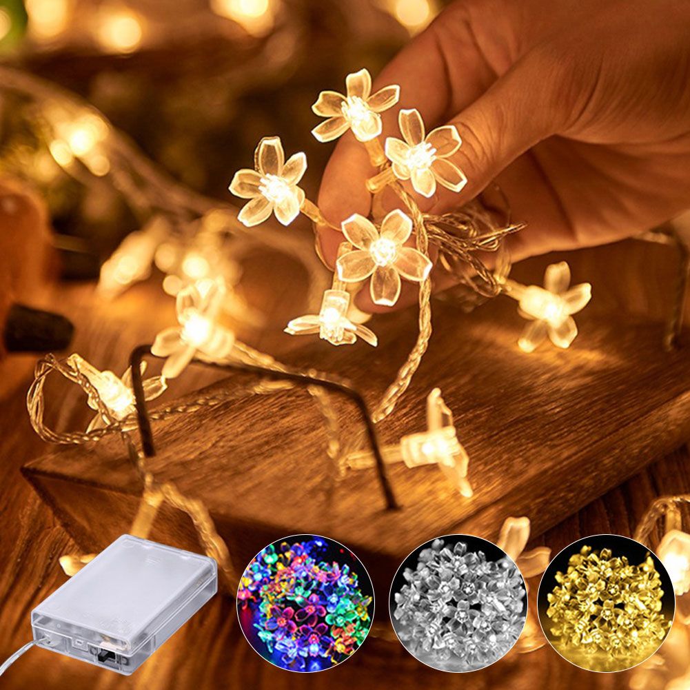 1.5m 10Lights Cherry Blossom Shaped LED Light String Warm Lights Home Garden Party Decoration Lights